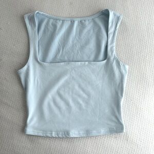 blue square neck top